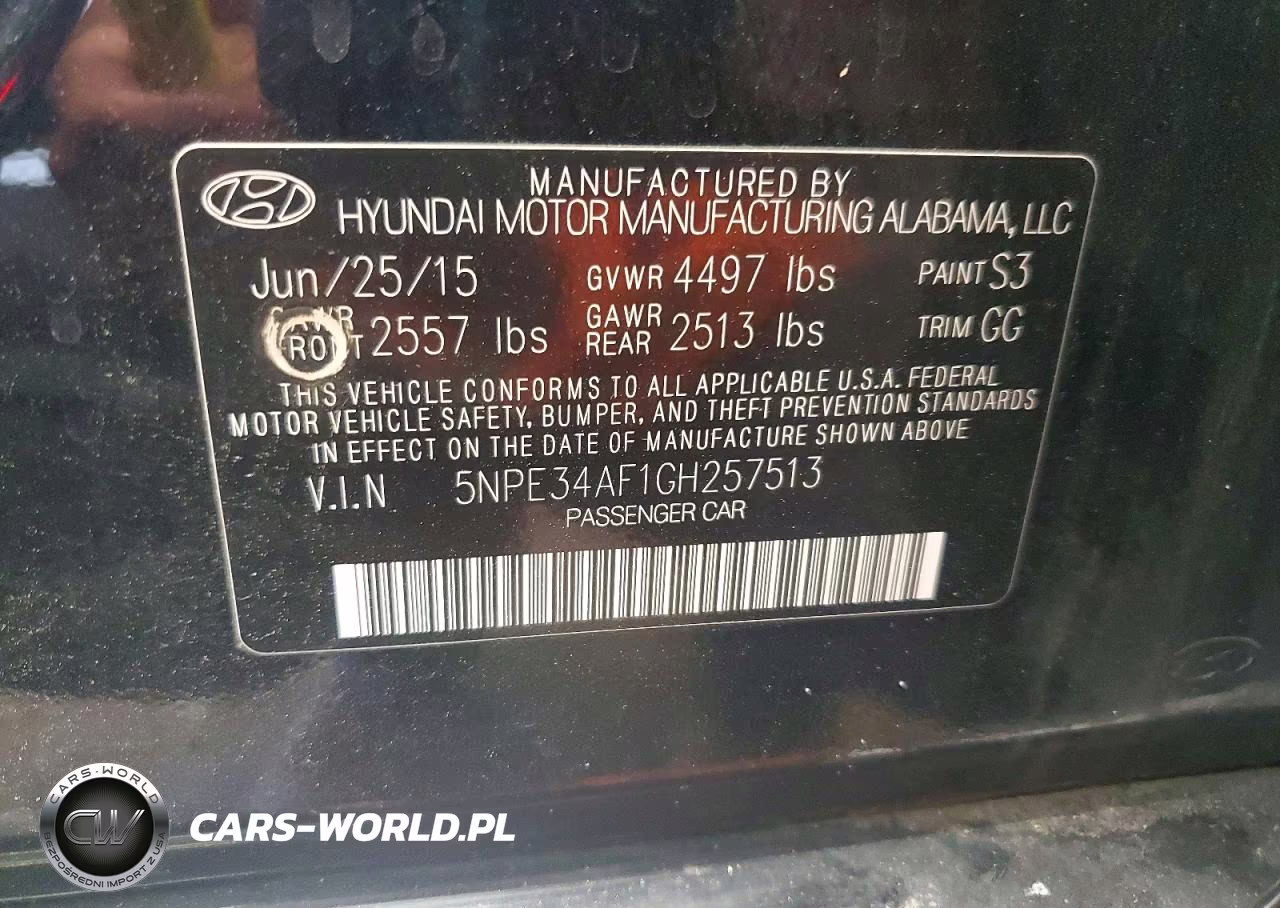 2016 Hyundai Sonata Sport VIN:5NPE34AF1GH257513 - 12