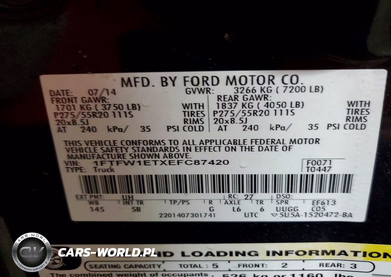 2014 Ford F150 Supercrew VIN:1FTFW1ETXEFC87420 - 13
