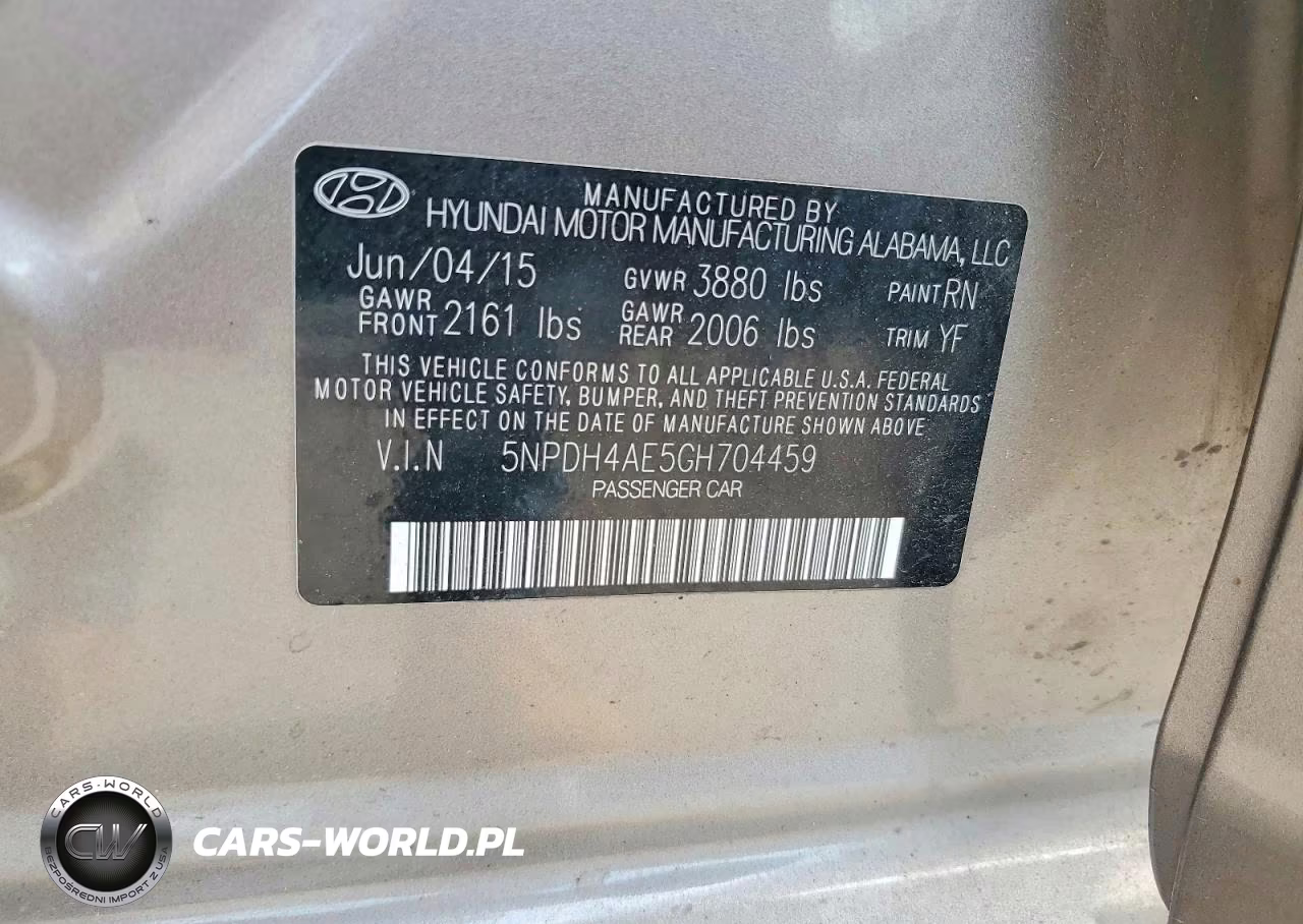 2016 Hyundai Elantra Se VIN:5NPDH4AE5GH704459 - 12