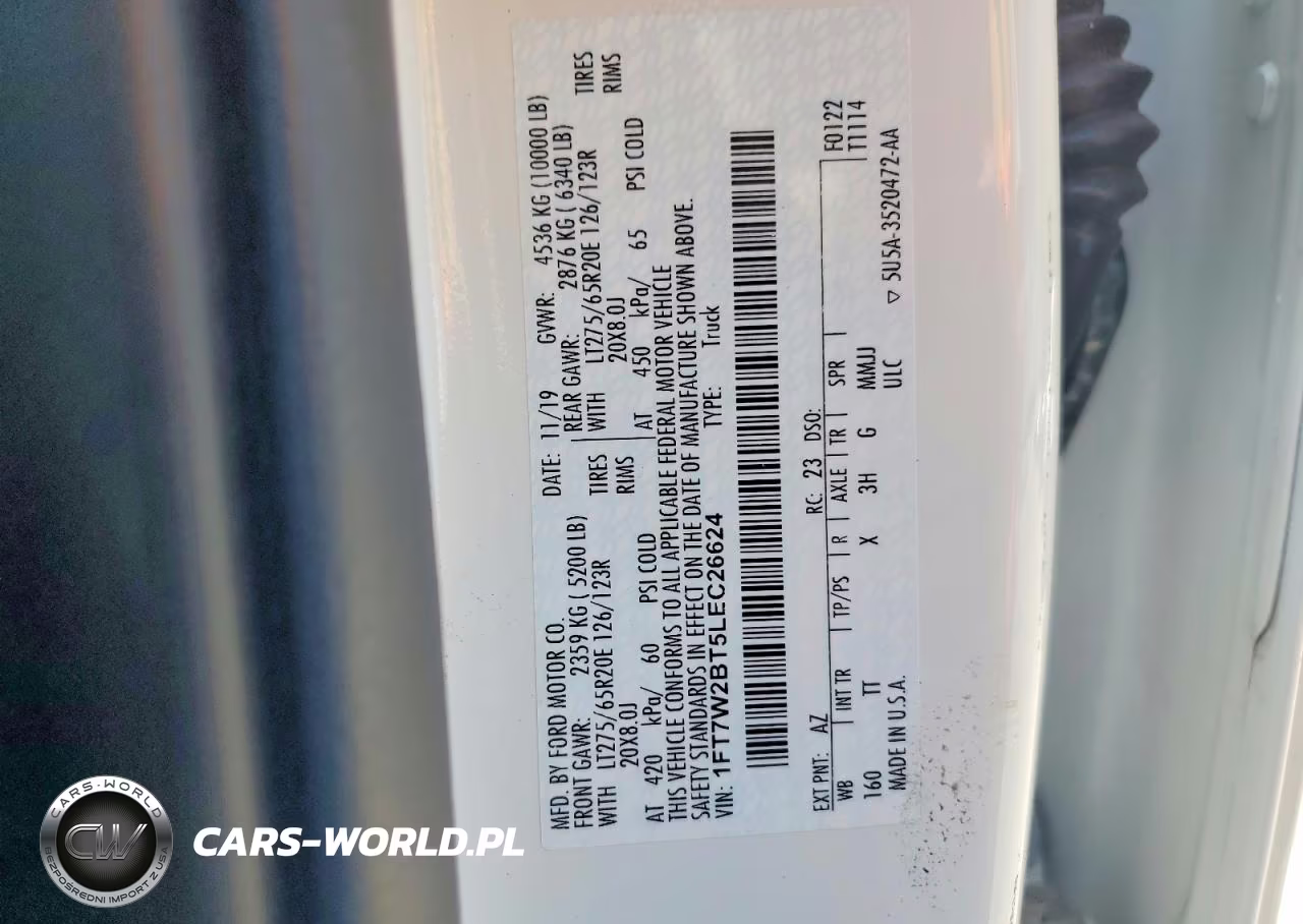 2020 Ford F250 Super Duty VIN:1FT7W2BT5LEC26624 - 12