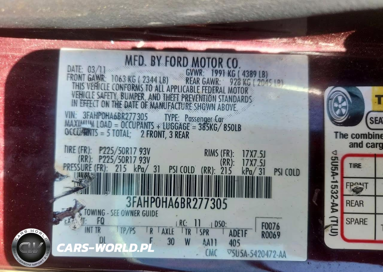 2011 Ford Fusion Se VIN:3FAHP0HA6BR277305 - 12