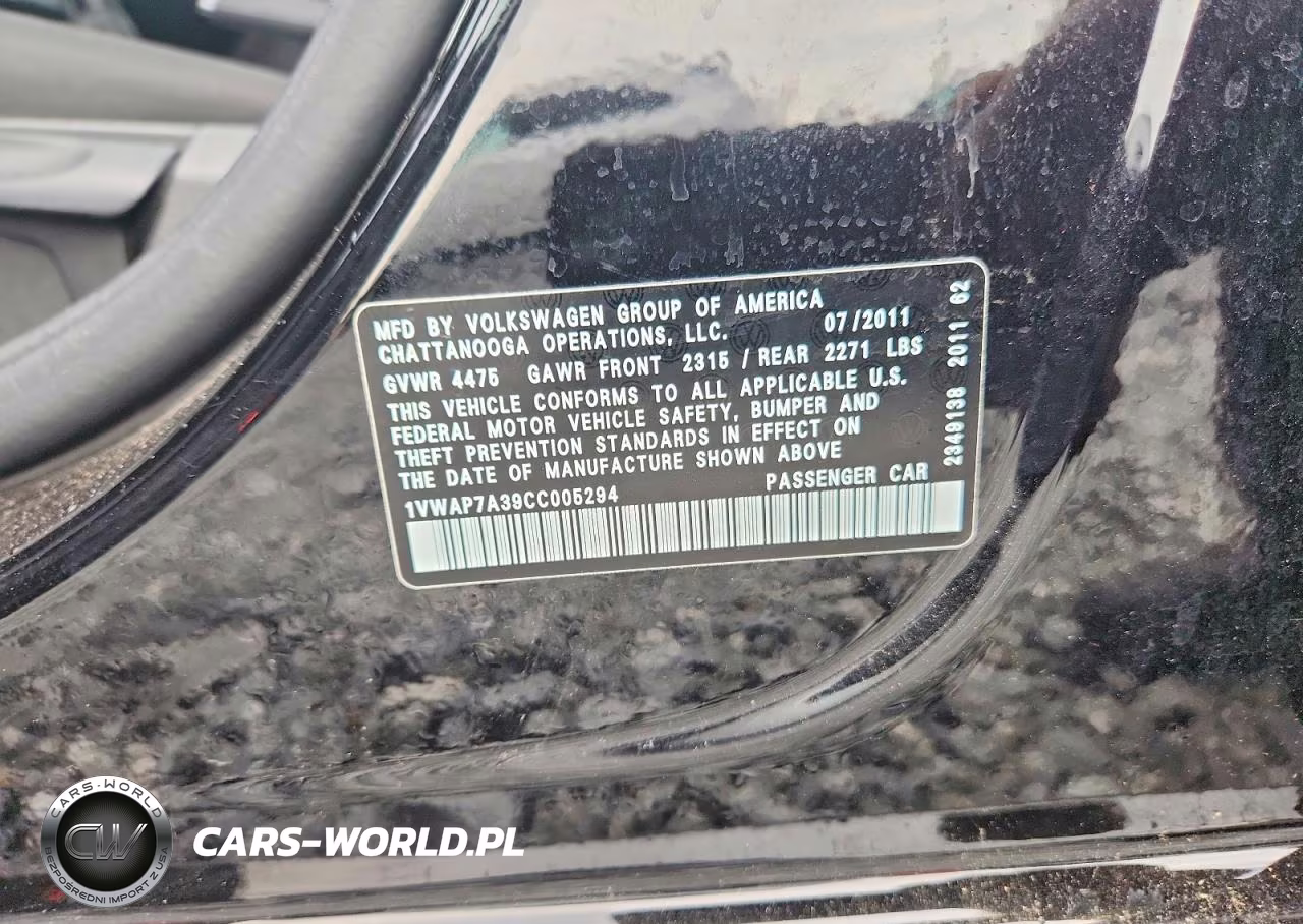 2012 Volkswagen Passat S VIN:1VWAP7A39CC005294 - 12