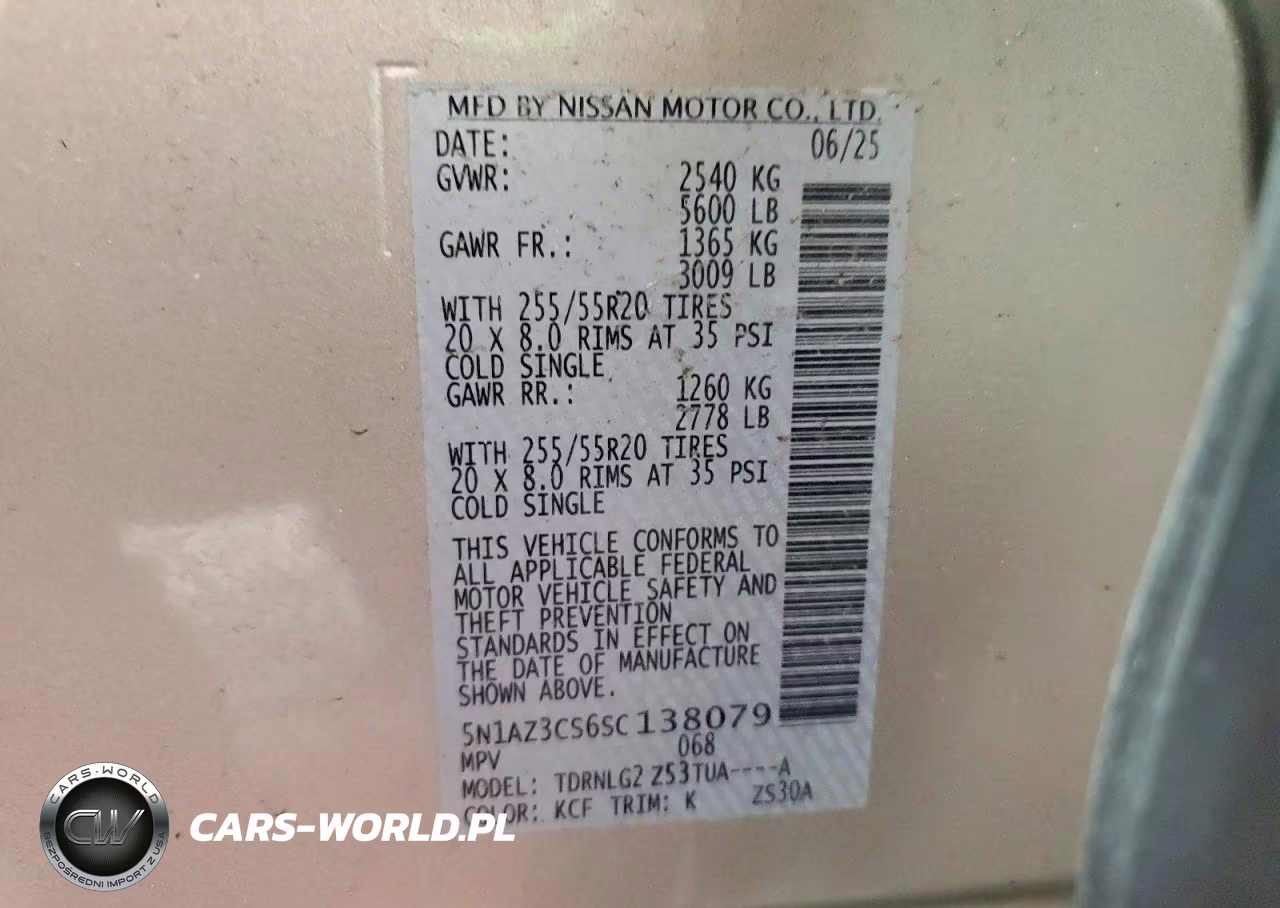 2025 Nissan Murano Sl VIN:5N1AZ3CS6SC138079 - 12
