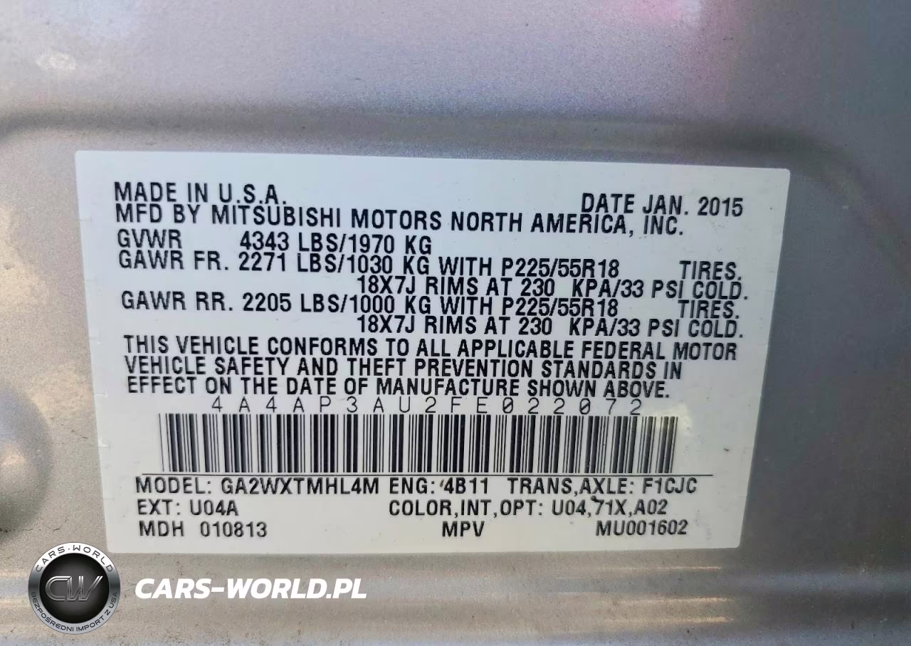 2015 Mitsubishi Outlander Sport Es VIN:4A4AP3AU2FE022072 - 13
