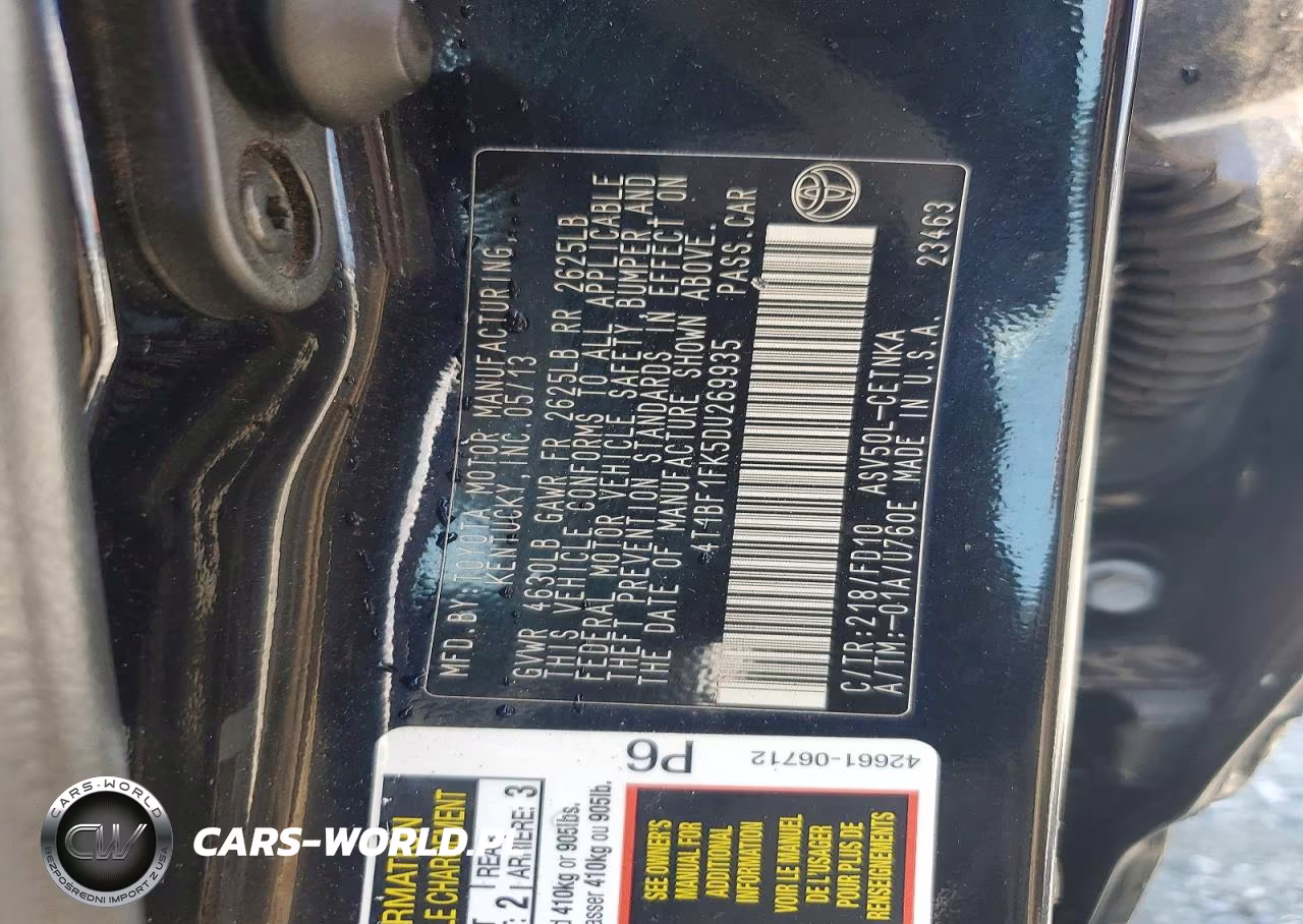 2013 Toyota Camry Le VIN:4T1BF1FK5DU269935 - 12