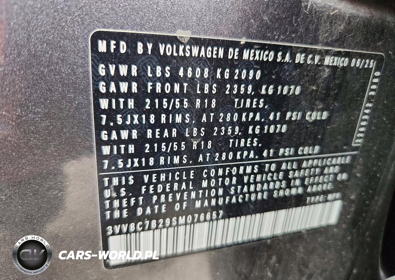 2025 Volkswagen Taos S VIN:3VV8C7B29SM076657 - 12