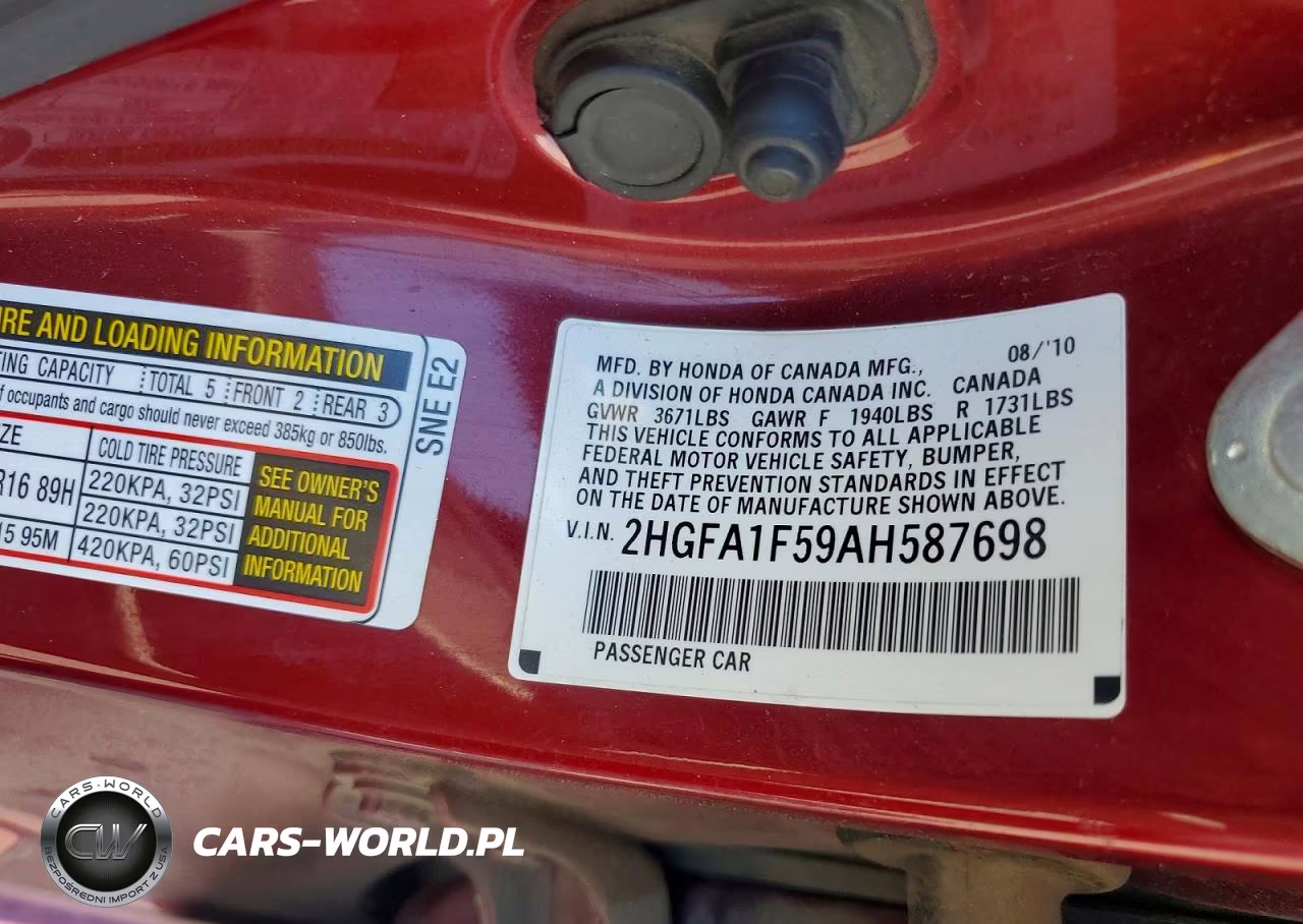 2010 Honda Civic Lx VIN:2HGFA1F59AH587698 - 12