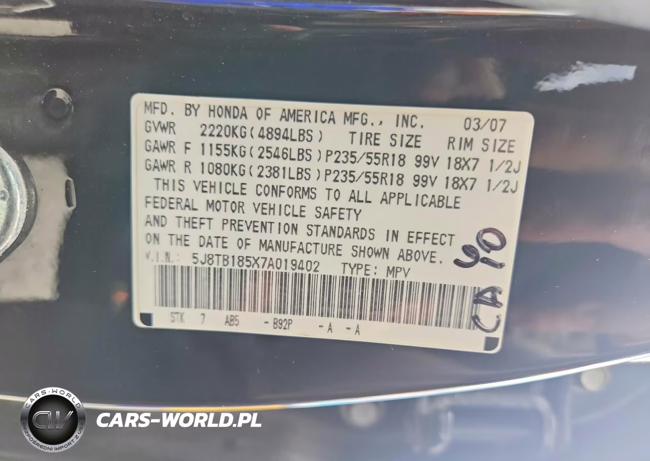2007 Acura Rdx Technology VIN:5J8TB185X7A019402 - 14