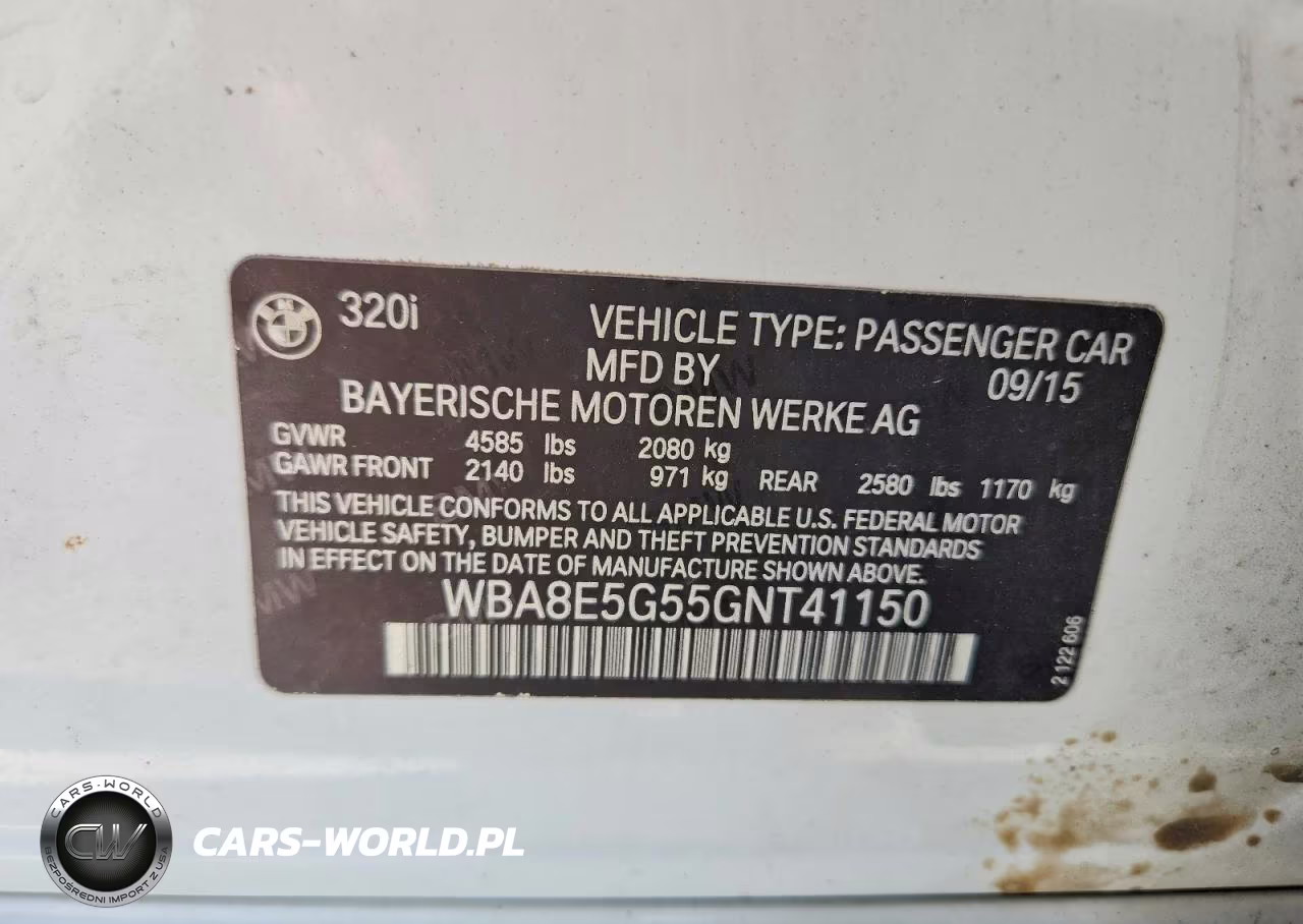 2016 BMW 320 Xi VIN:WBA8E5G55GNT41150 - 12