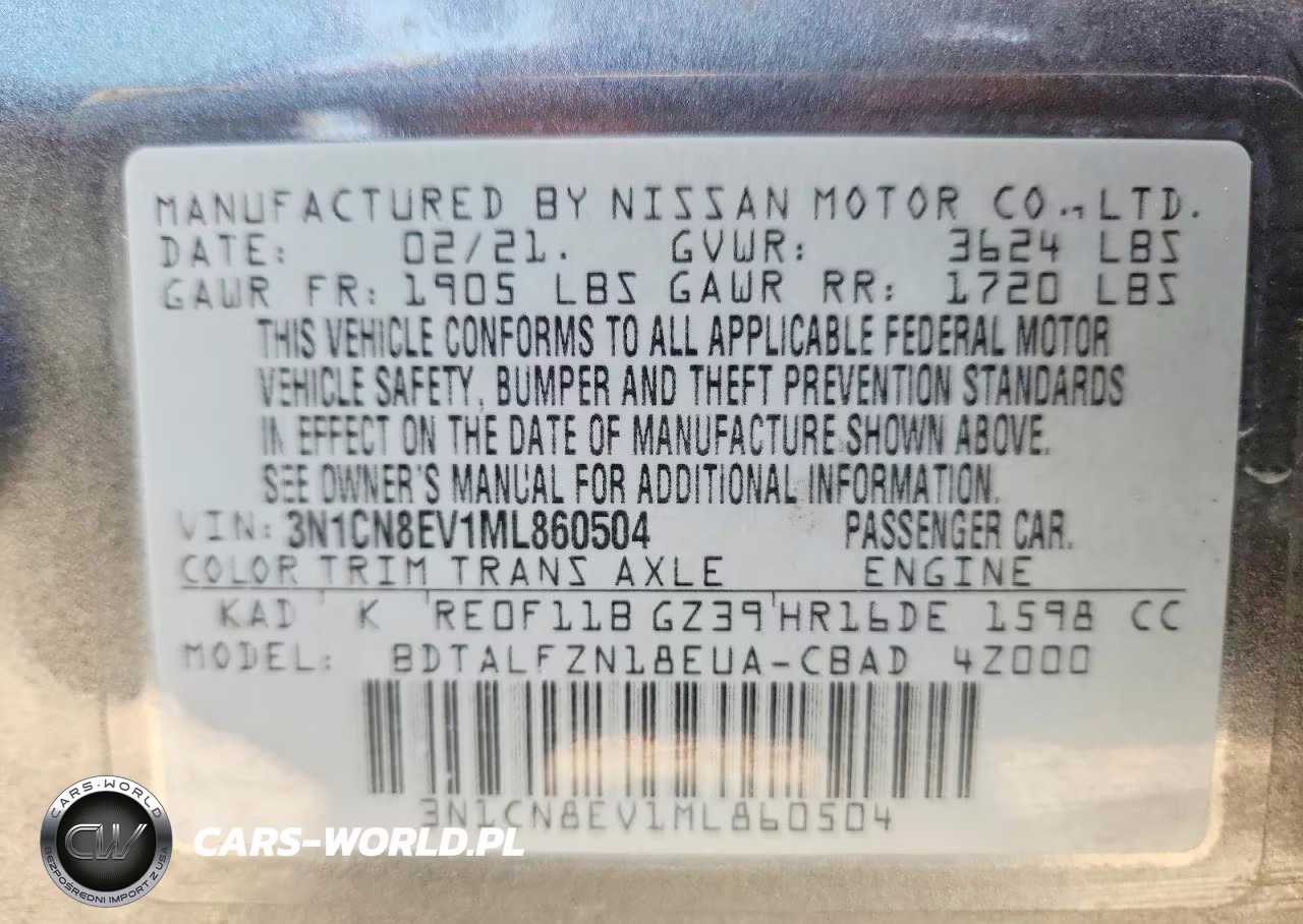 2021 Nissan Versa Sv VIN:3N1CN8EV1ML860504 - 12