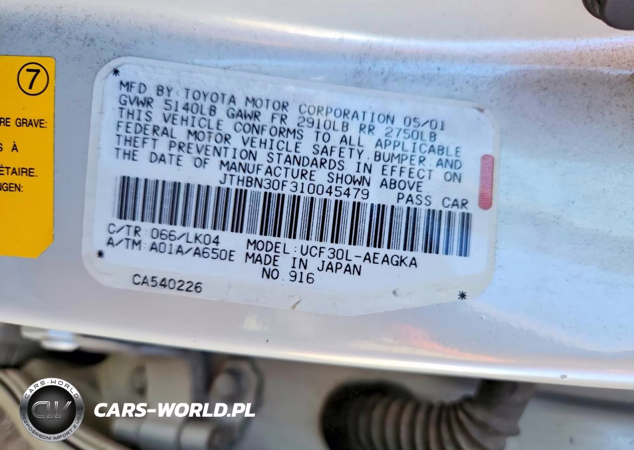 2001 Lexus Ls 430 VIN:JTHBN30F310045479 - 12