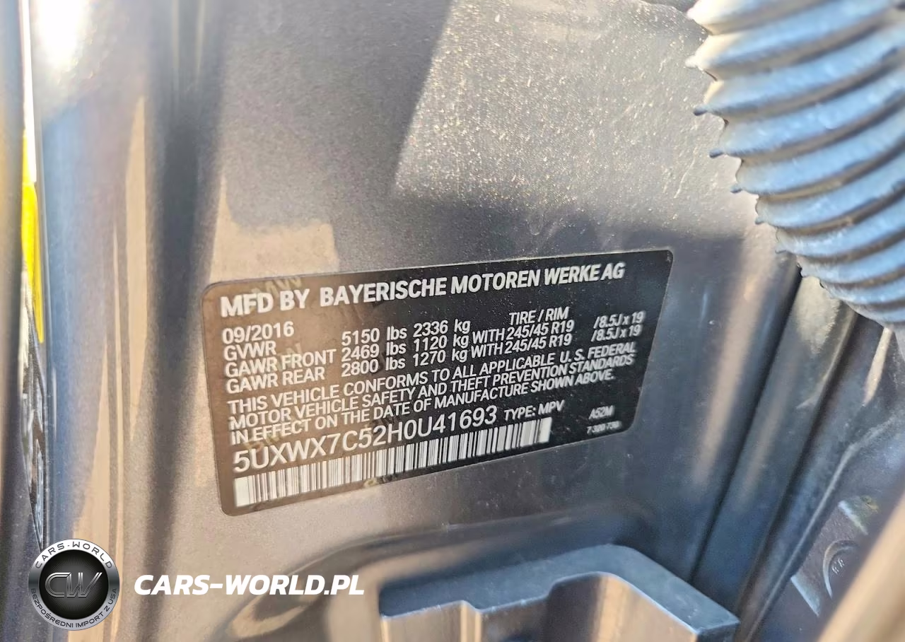 2017 BMW X3 xDrive35I VIN:5UXWX7C52H0U41693 - 13