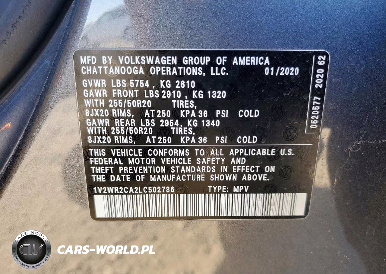 2020 Volkswagen Atlas Se VIN:1V2WR2CA2LC502736 - 13