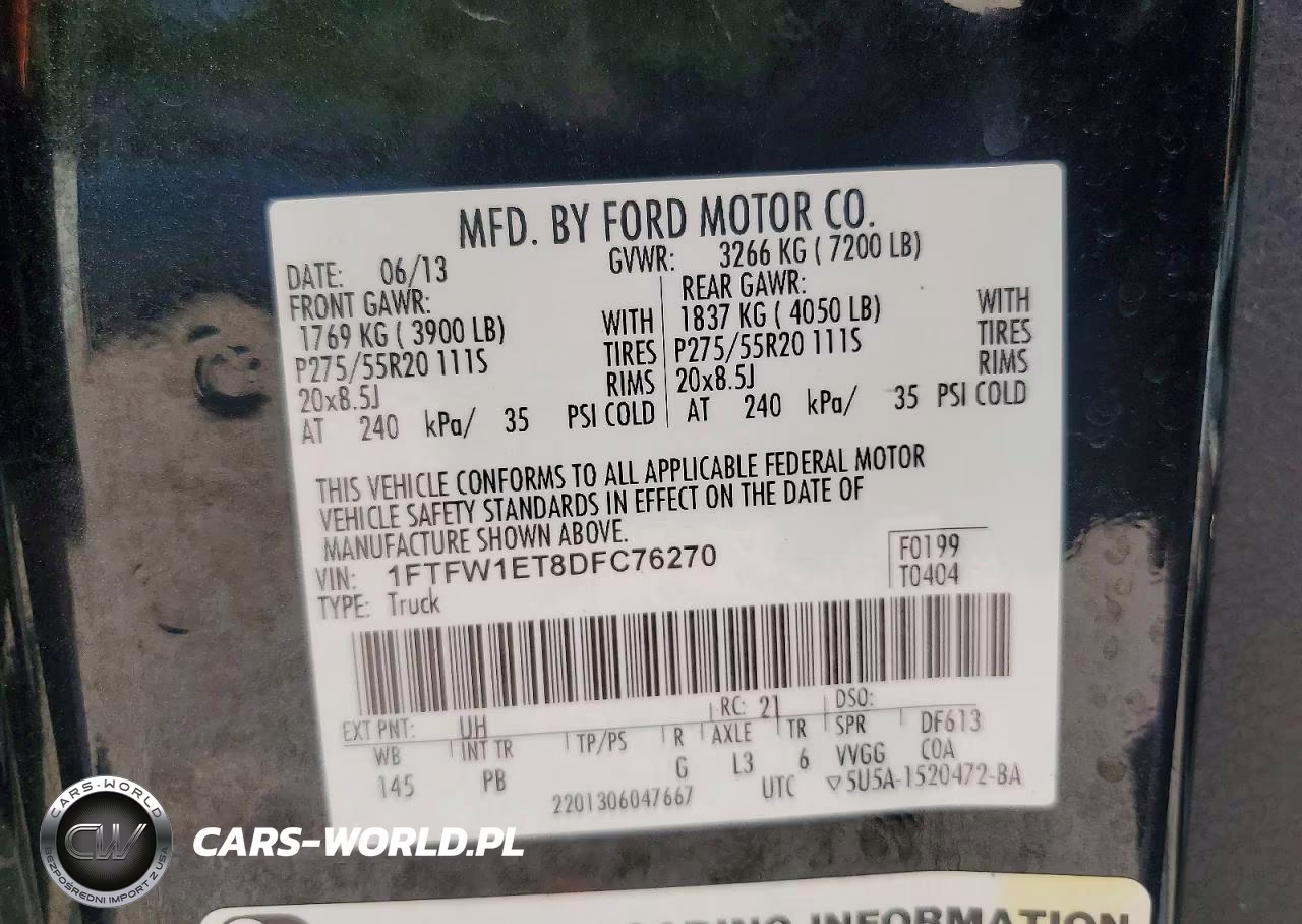 2013 Ford F150 Supercrew VIN:1FTFW1ET8DFC76270 - 12