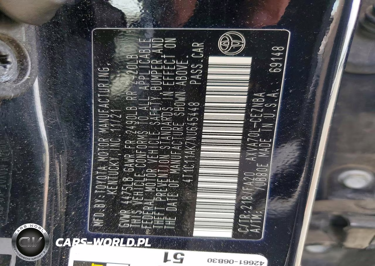 2022 Toyota Camry Le VIN:4T1C11AK7NU645448 - 12
