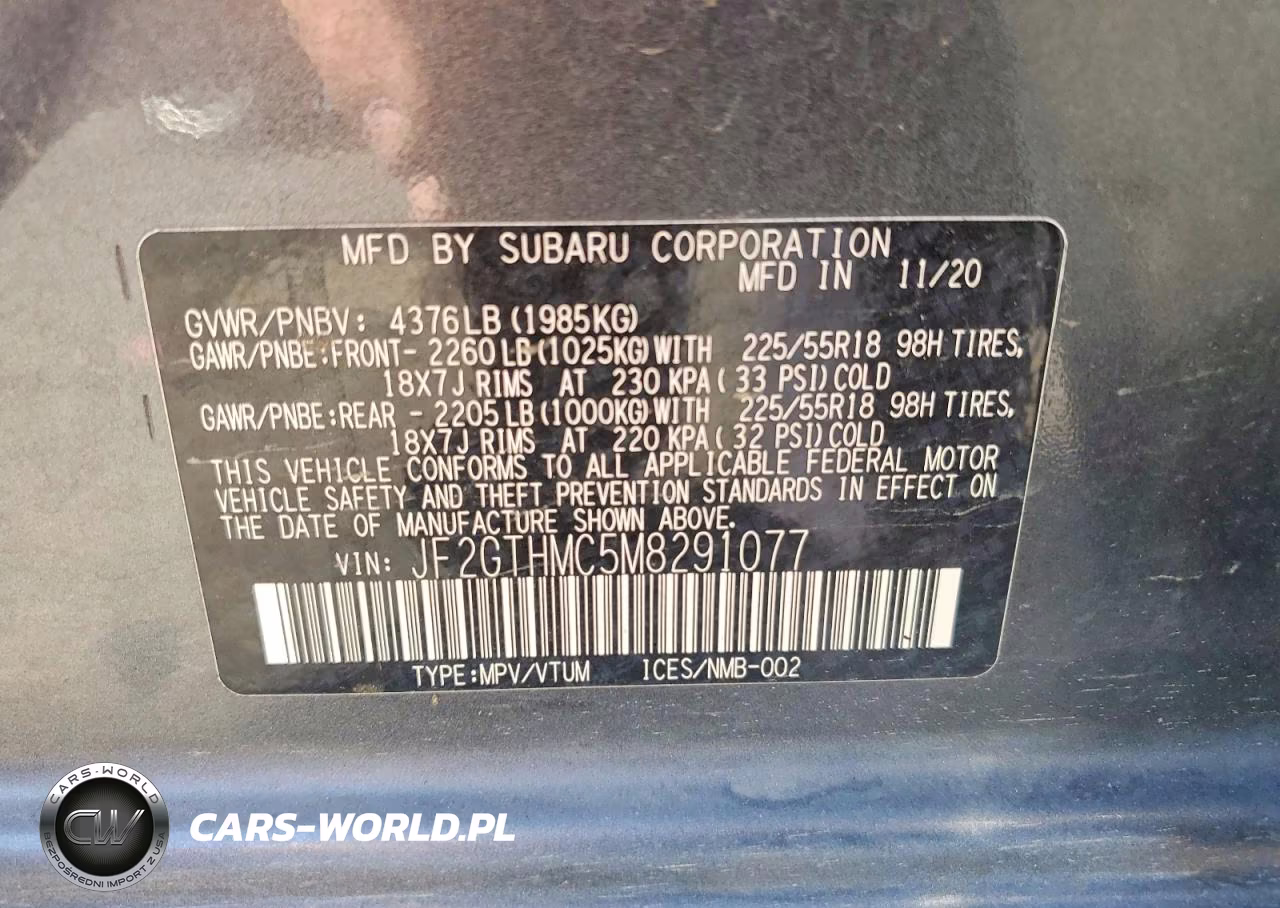 2021 Subaru Crosstrek Limited VIN:JF2GTHMC5M8291077 - 12