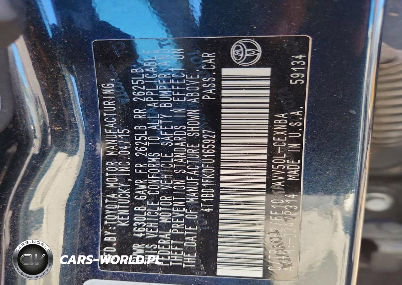 2015 Toyota Camry Hybrid Le VIN:4T1BD1FK0FU165927 - 12