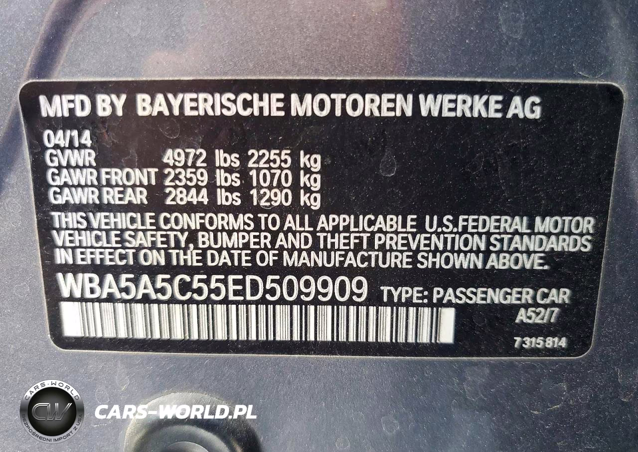 2014 BMW 528 I VIN:WBA5A5C55ED509909 - 13