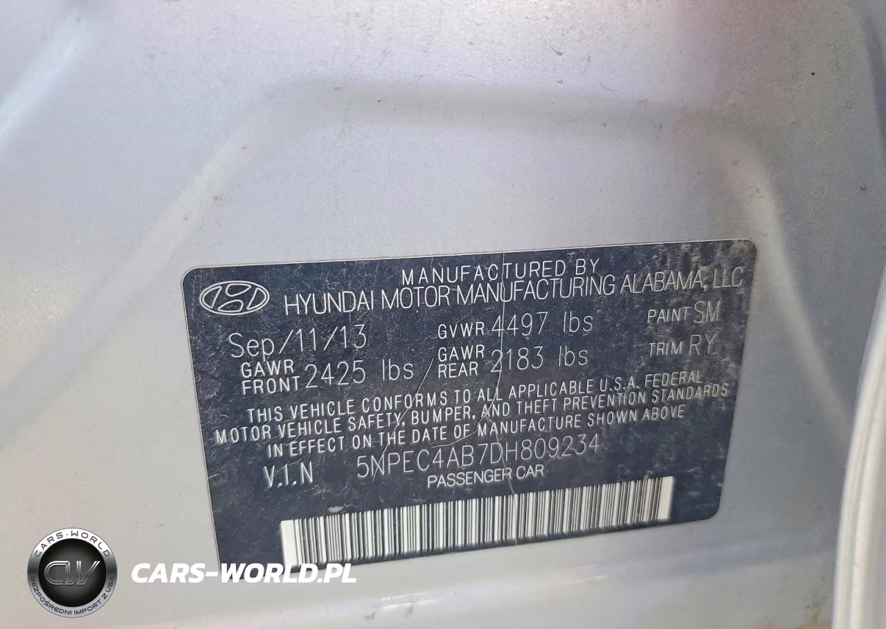 2013 Hyundai Sonata Limited 2.0T VIN:5NPEC4AB7DH809234 - 12