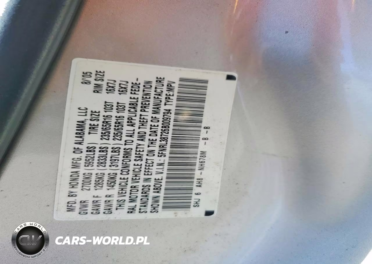 2006 Honda Odyssey Exl VIN:5FNRL38726B009794 - 12