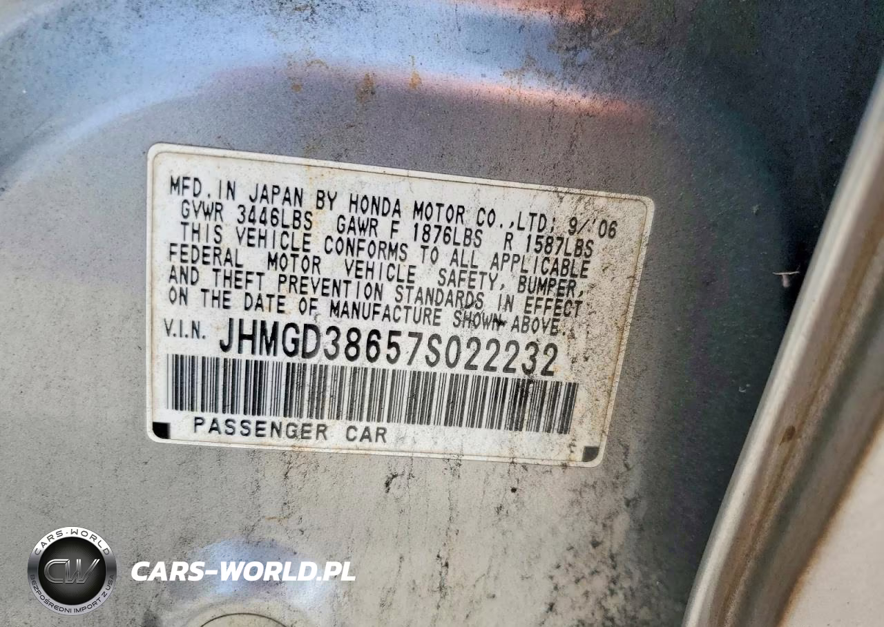 2007 Honda Fit S VIN:JHMGD38657S022232 - 13