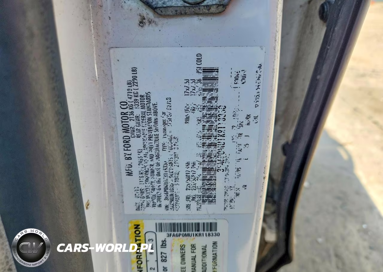 2019 Ford Fusion VIN:3FA6P0MU1KR118330 - 12