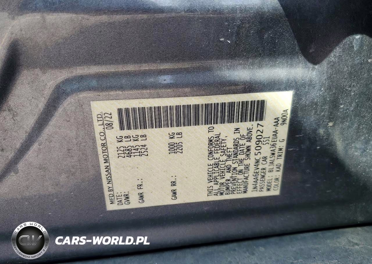 2022 Nissan Maxima Sr VIN:1N4AA6EV4NC509027 - 13