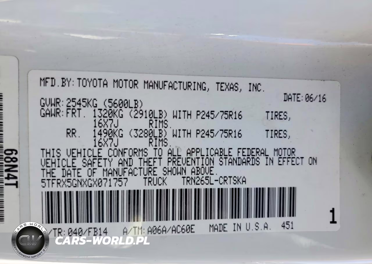 2016 Toyota Tacoma Sr VIN:5TFRX5GNXGX071757 - 12