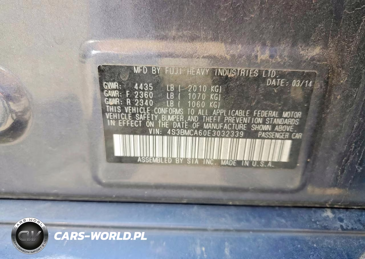 2014 Subaru Legacy 2.5I VIN:4S3BMCA60E3032339 - 12