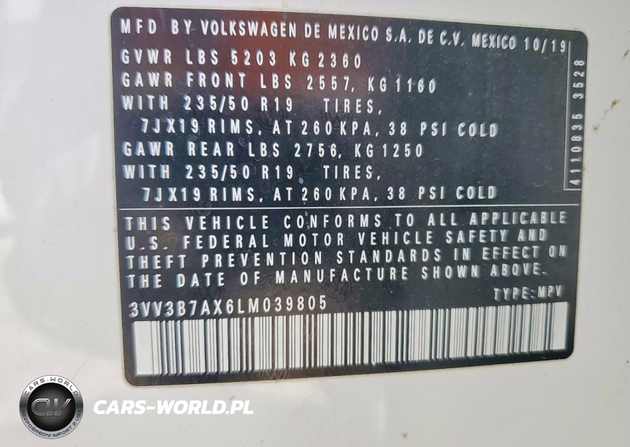2020 Volkswagen Tiguan Se VIN:3VV3B7AX6LM039805 - 14