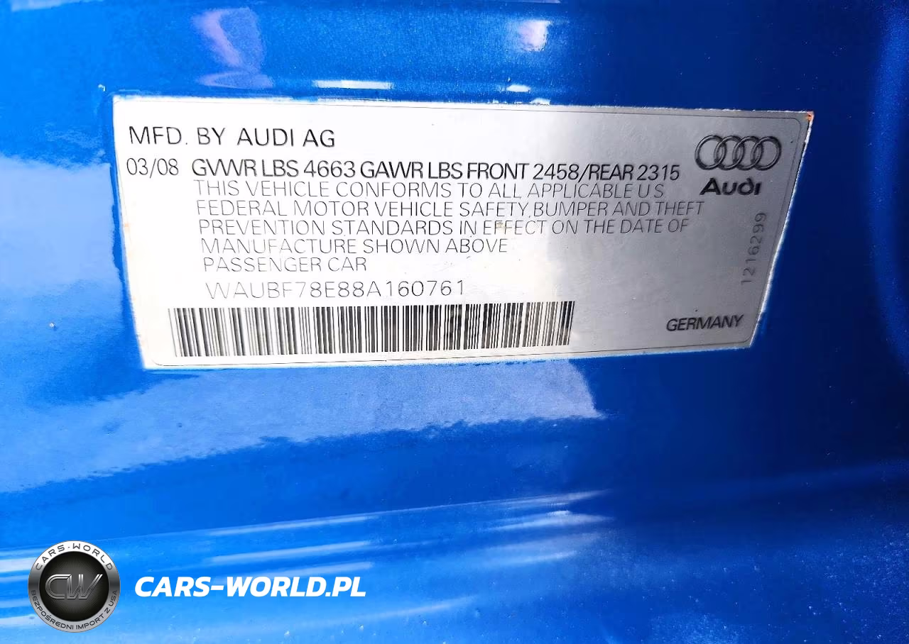 2008 Audi A4 S-Line 2.0T Turbo VIN:WAUBF78E88A160761 - 12