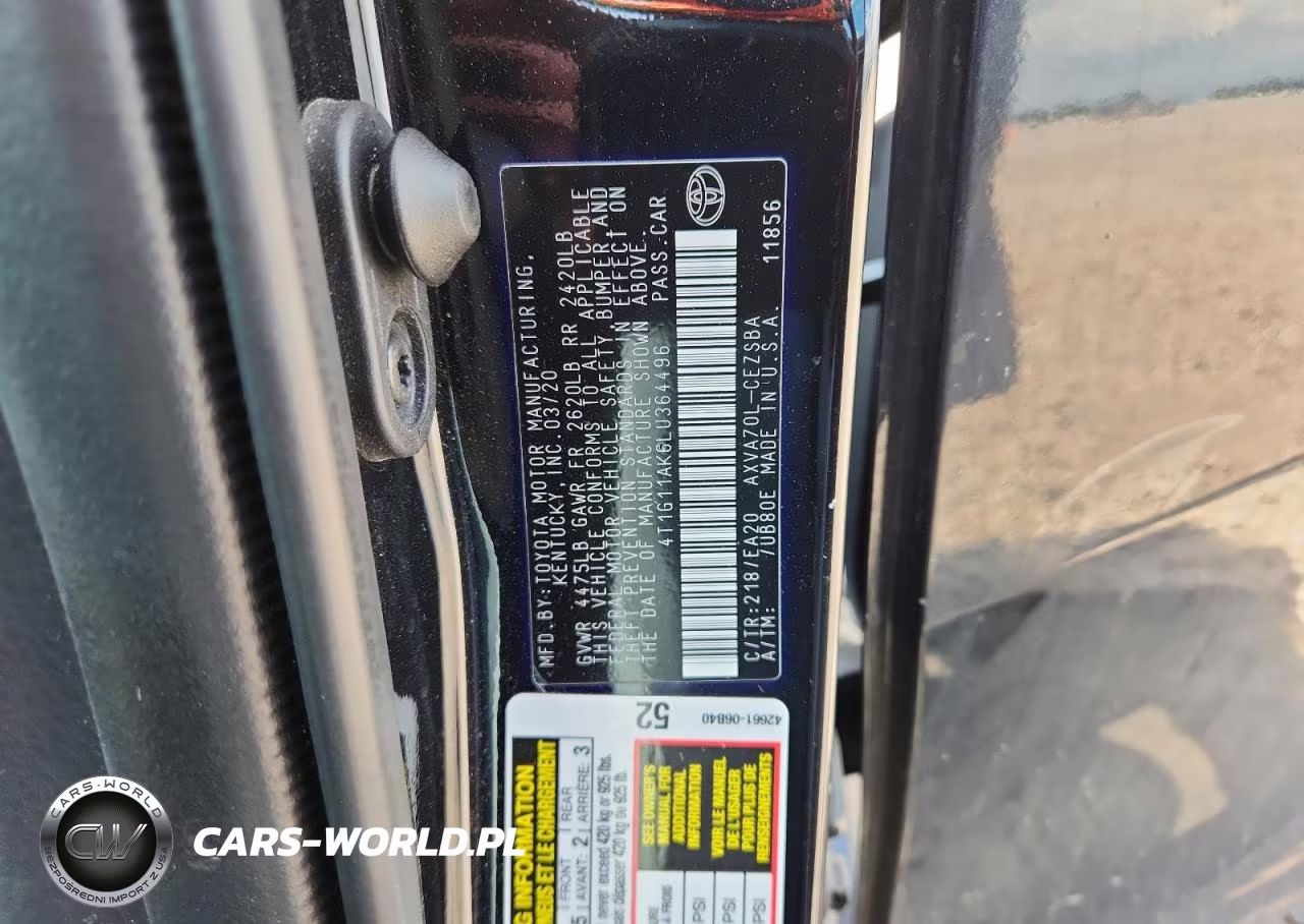 2020 Toyota Camry Se VIN:4T1G11AK6LU364496 - 12