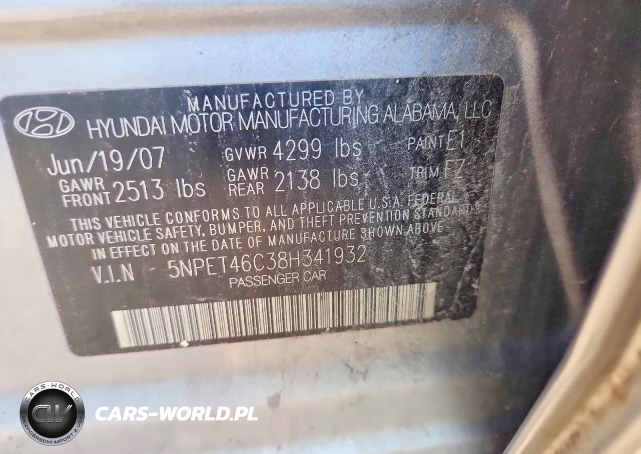 2008 Hyundai Sonata Gls VIN:5NPET46C38H341932 - 12
