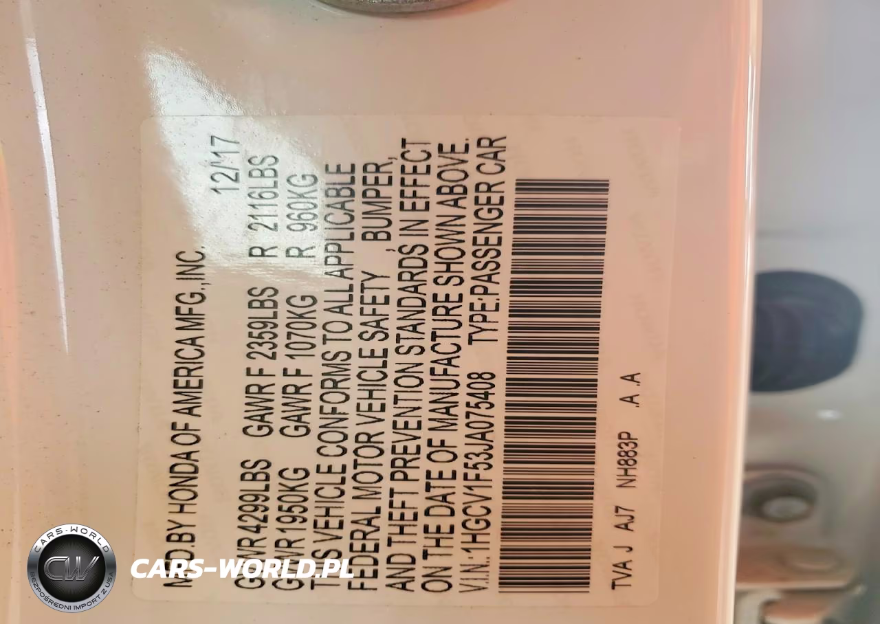 2018 Honda Accord Exl VIN:1HGCV1F53JA075408 - 12