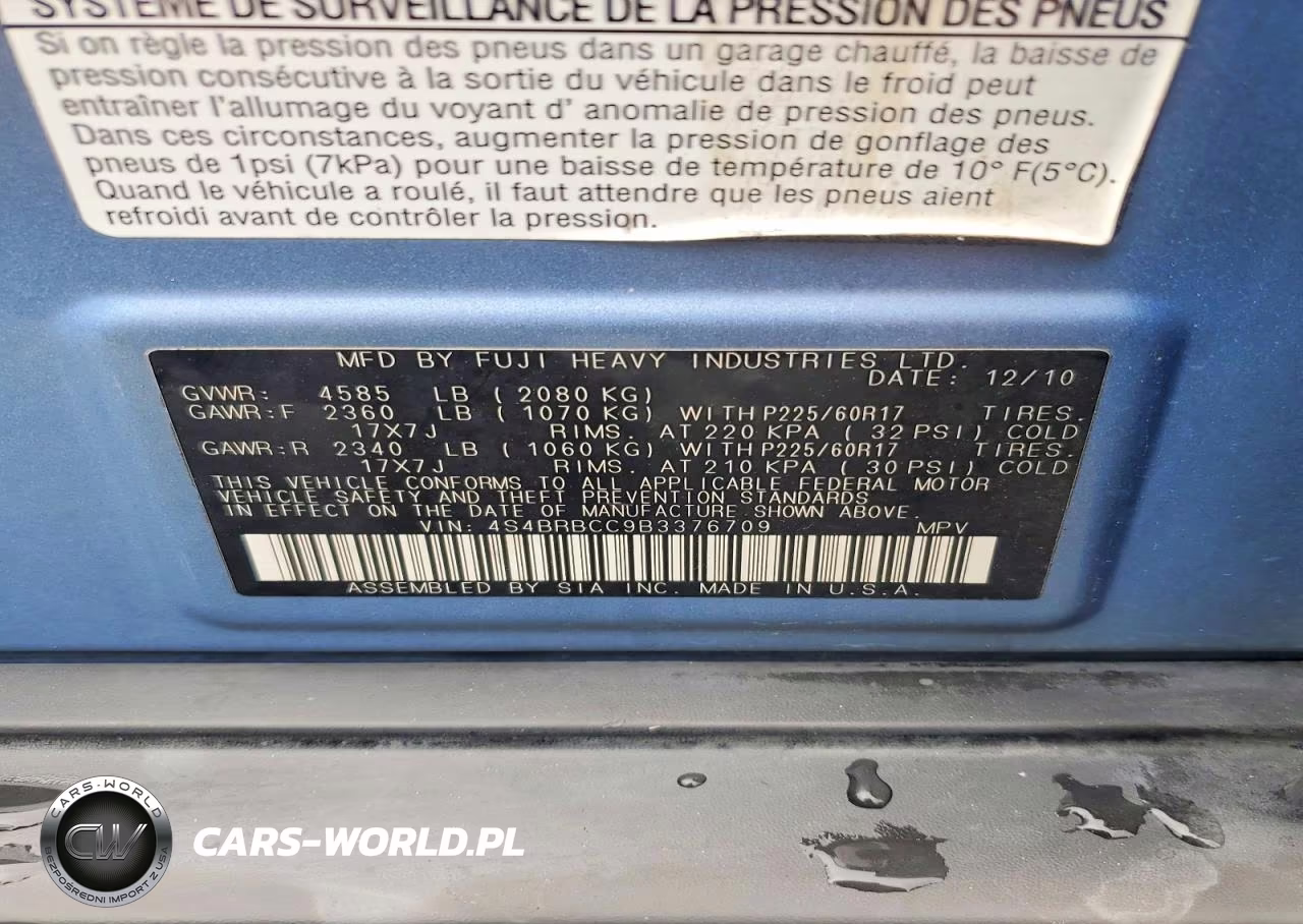 2011 Subaru Outback 2.5I Premium VIN:4S4BRBCC9B3376709 - 13
