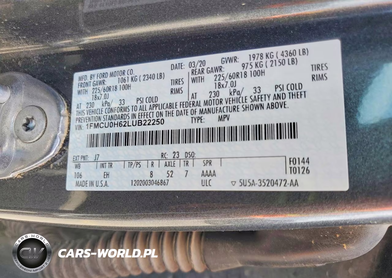 2020 Ford Escape Sel VIN:1FMCU0H62LUB22250 - 13