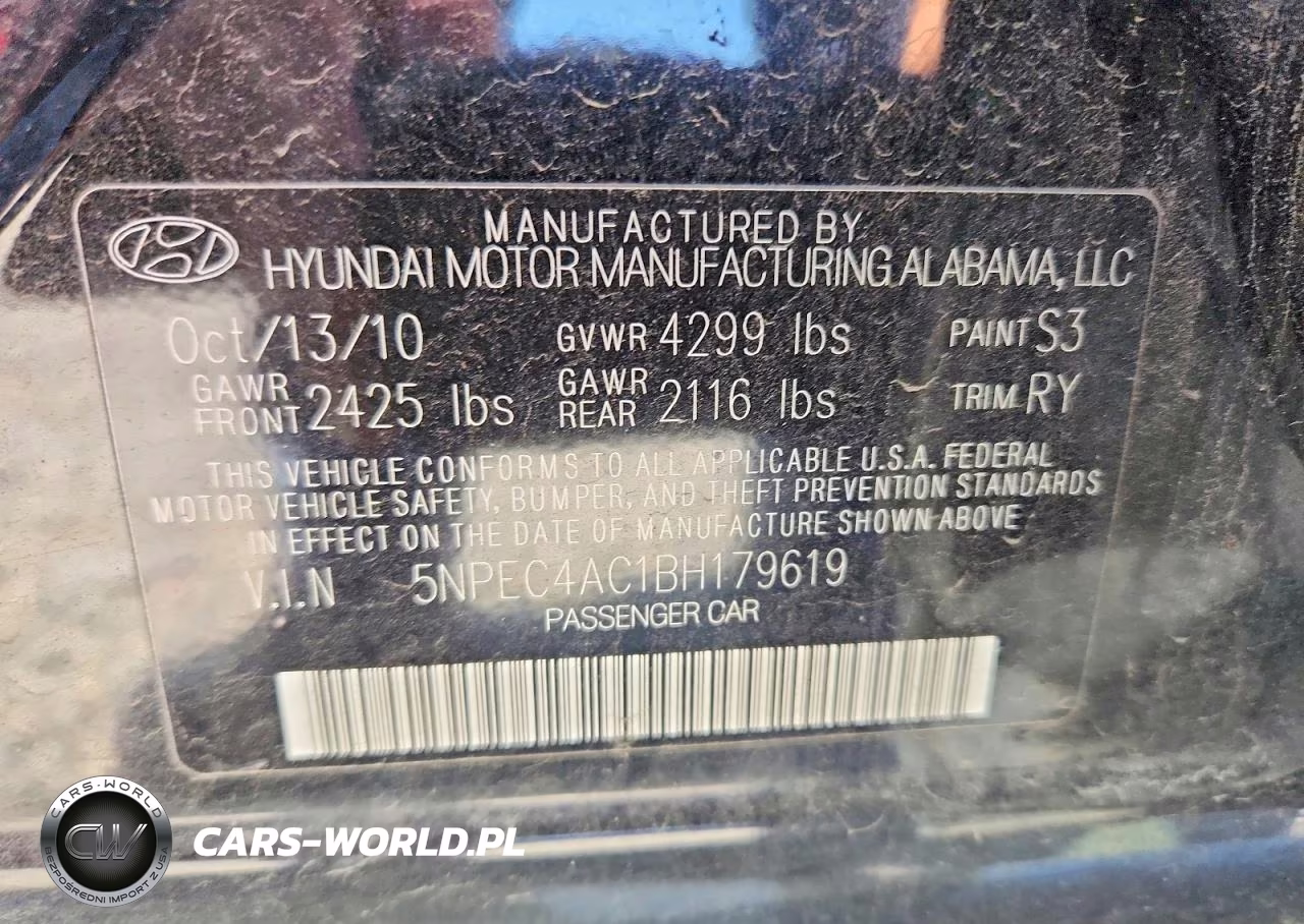 2011 Hyundai Sonata Se VIN:5NPEC4AC1BH179619 - 12
