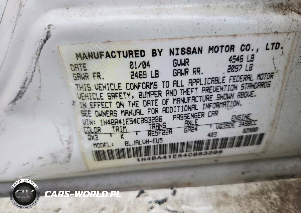 2004 Nissan Maxima 3.5 Se VIN:1N4BA41E54C883286 - 13
