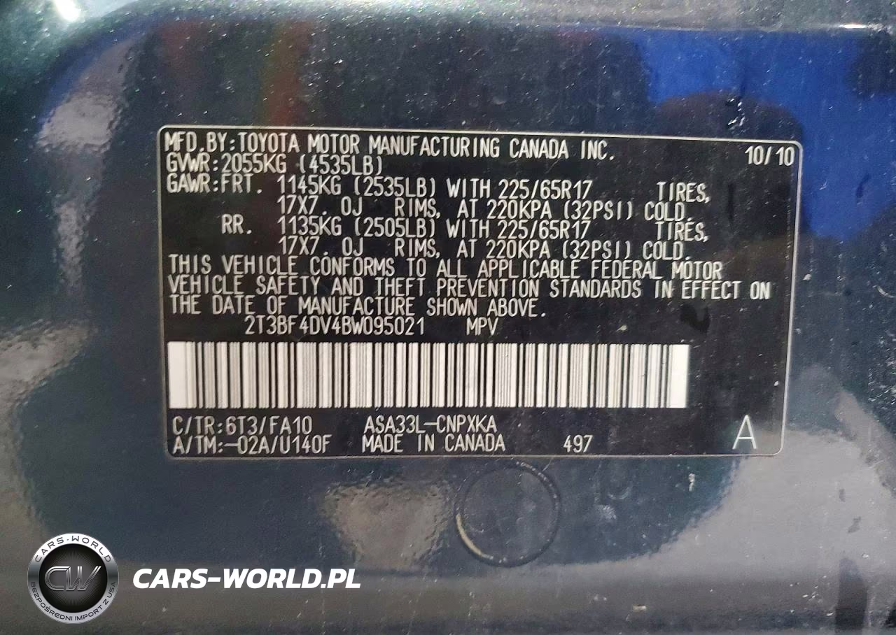 2011 Toyota Rav4 Base VIN:2T3BF4DV4BW095021 - 12