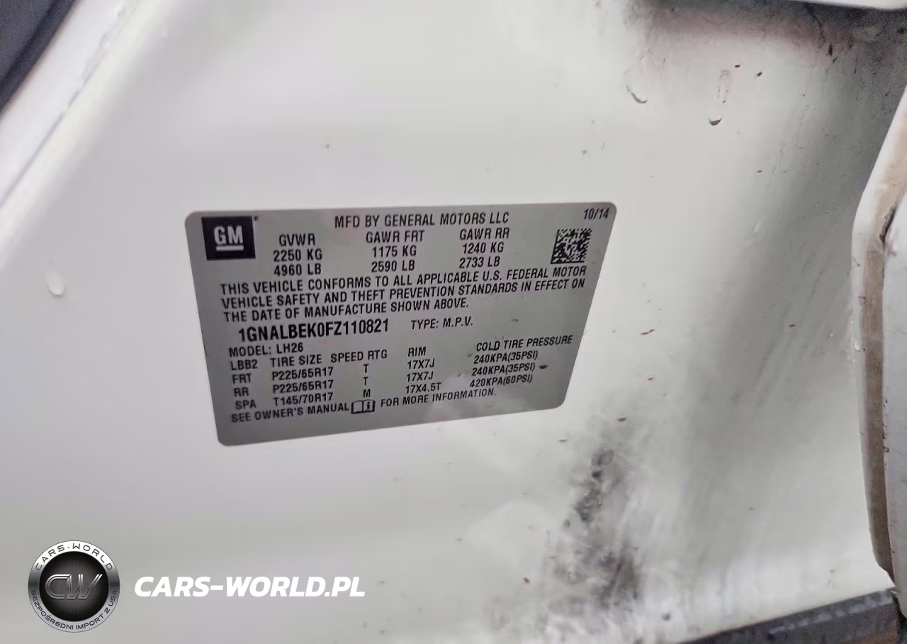 2015 Chevrolet Equinox Lt VIN:1GNALBEK0FZ110821 - 14