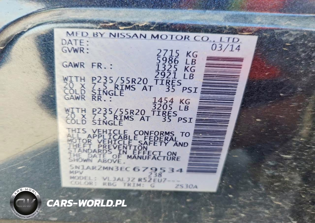 2014 Nissan Pathfinder Platinum VIN:5N1AR2MN3EC679534 - 14
