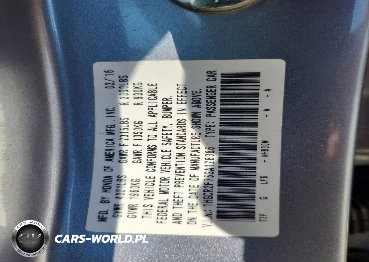2016 Honda Accord Ex VIN:1HGCR2F75GA128386 - 12