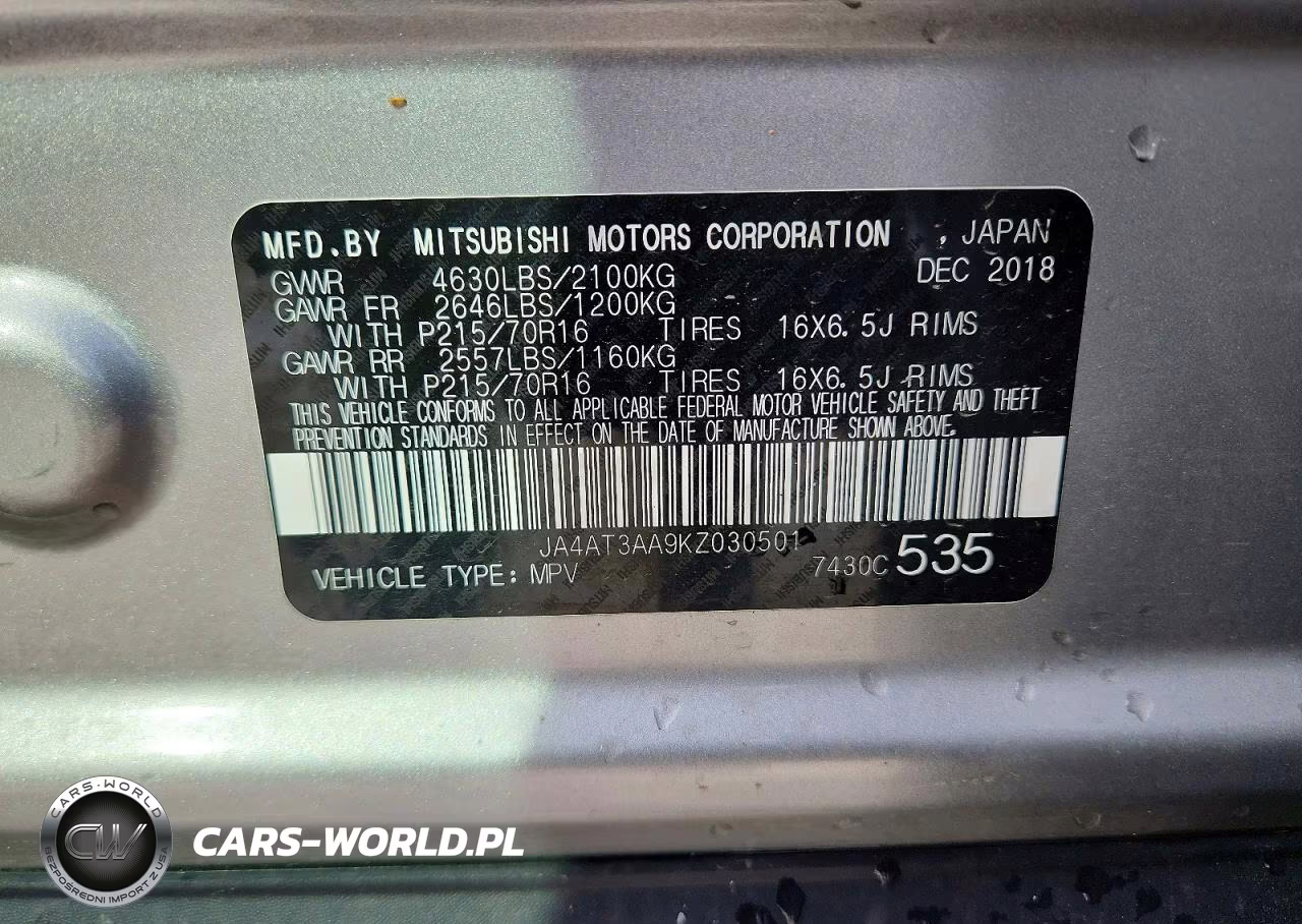 2019 Mitsubishi Eclipse Cross Es VIN:JA4AT3AA9KZ030501 - 13