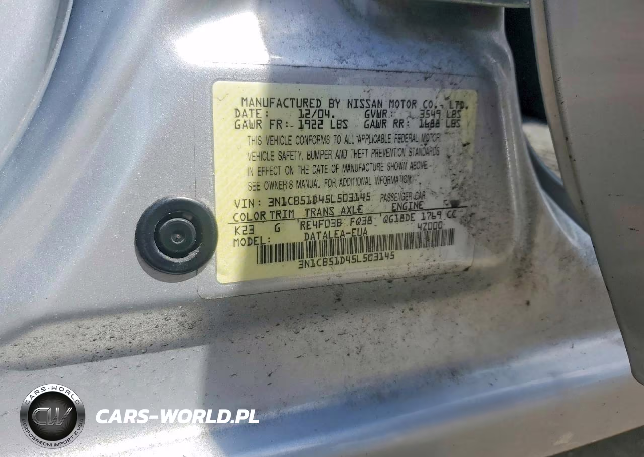 2005 Nissan Sentra 1.8 VIN:3N1CB51D45L503145 - 12