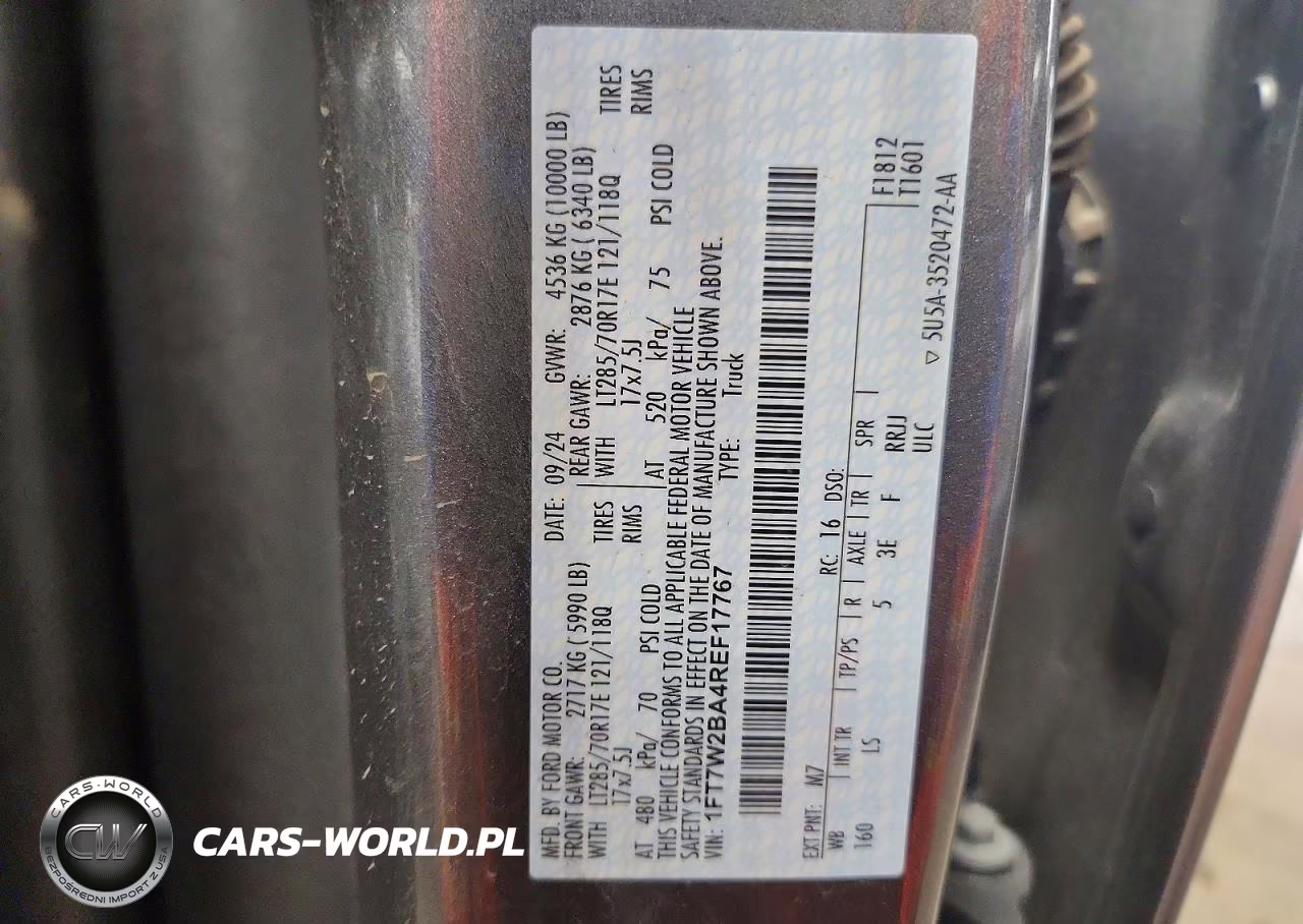 2024 Ford F250 Super Duty VIN:1FT7W2BA4REF17767 - 12