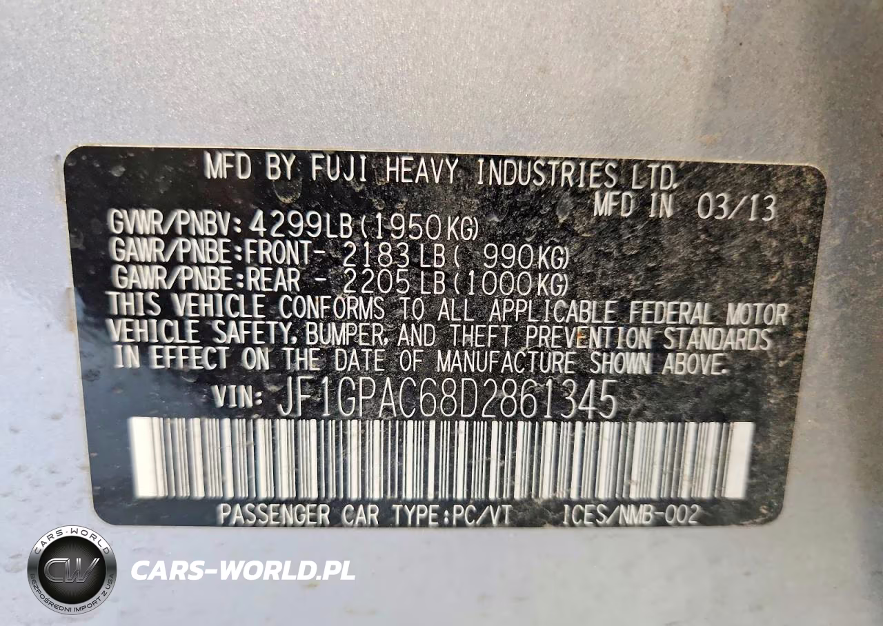2013 Subaru Impreza Premium VIN:JF1GPAC68D2861345 - 12