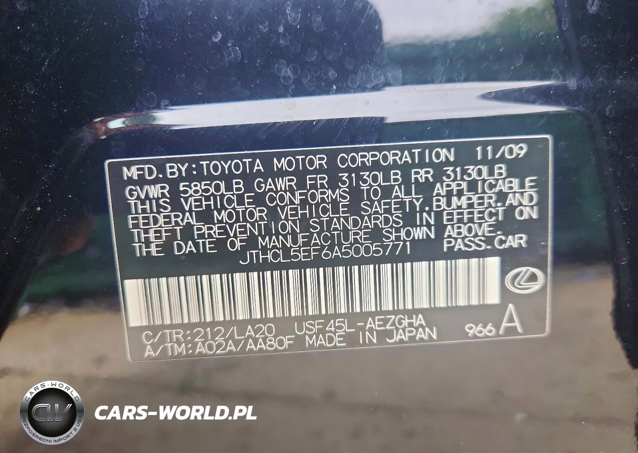 2010 Lexus Ls 460 VIN:JTHCL5EF6A5005771 - 12