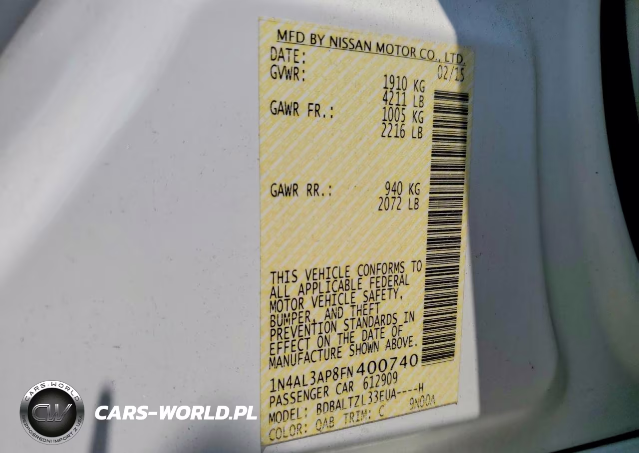 2015 Nissan Altima 2.5 Sl VIN:1N4AL3AP8FN400740 - 12