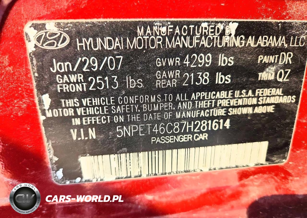 2007 Hyundai Sonata Gls VIN:5NPET46C87H281614 - 12