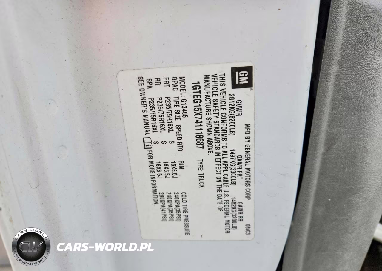 2004 GMC Savana 1500 Delivery Van VIN:1GTEG15X741118687 - 14